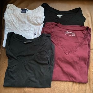 Women lot of 4 - v neck tees Ralph Lauren, Zara, Eddie Bauer, old navy